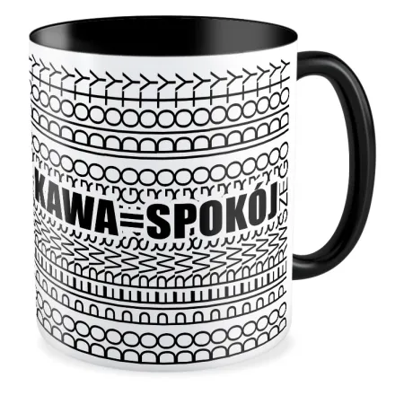 Kubek czarny UKRYTY PRZEKAZ Kawa = spokój